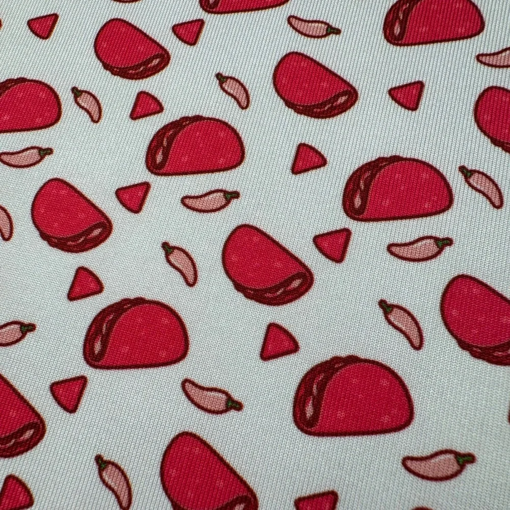 Bogey Bros Golf Co Mens XXL Taco Chili Pepper Print Performance Polo Shirt Pink - Picture 6 of 11